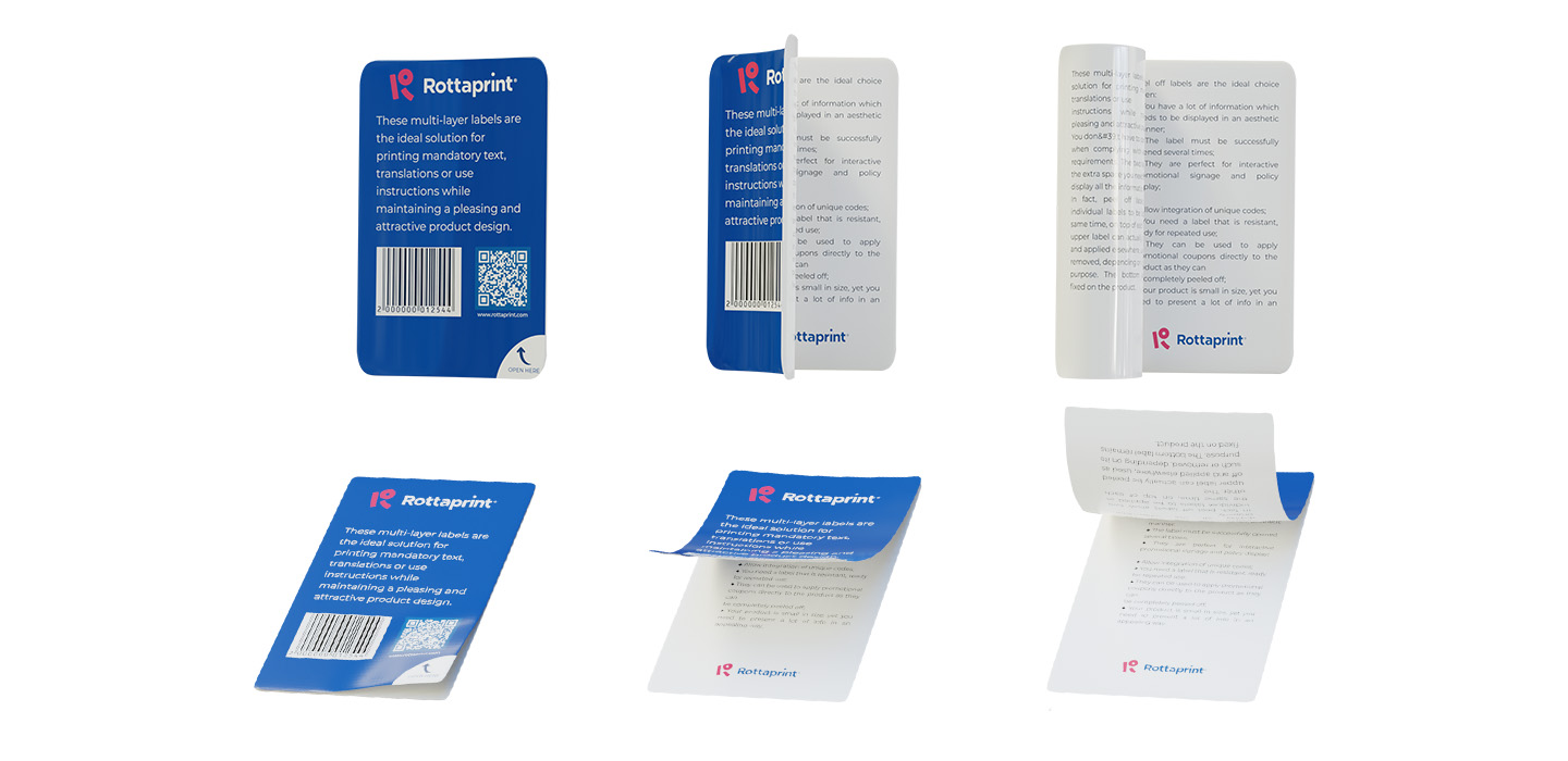 Többoldalas címke | Peel off labels | Multi-page label | Rottaprint